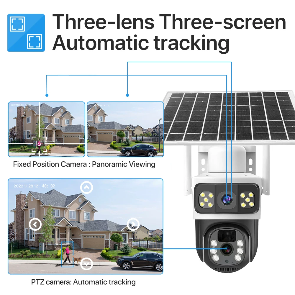 LLSEE V380 8MP 10x magnification,dual lens,4G SIM card,CCTV solar,WIFI outdoor wireless waterproof solar camera,360 pan tilt,4K image 3