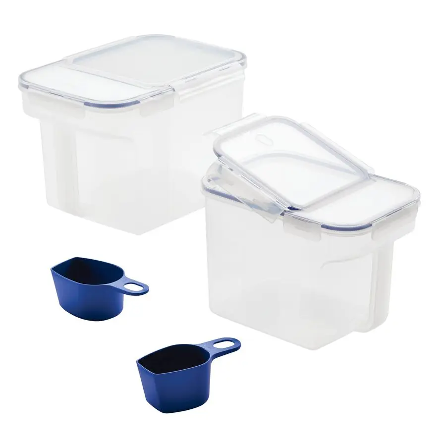 

Easy Essentials Food Storage Container and Scoop Set Food Storage Bin Set, BPAfree Dishwasher Safe, 4 Piece Clear