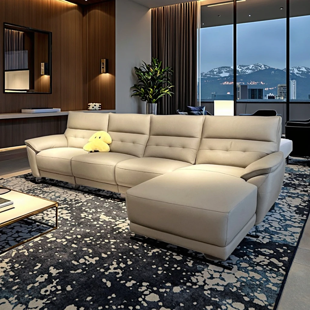 

！@Villa Hotel Living Room Comfortable Corner Sofa L Classic Modern Sofa Set Luxury Large Size 3.68mfabric Leather Combination So