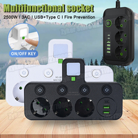 EU Plug Power Strip With 3 AC Outlets+ USB Port+ Type C Socket Adapter Wall Charger for Home Office Network Filter Fast Charging