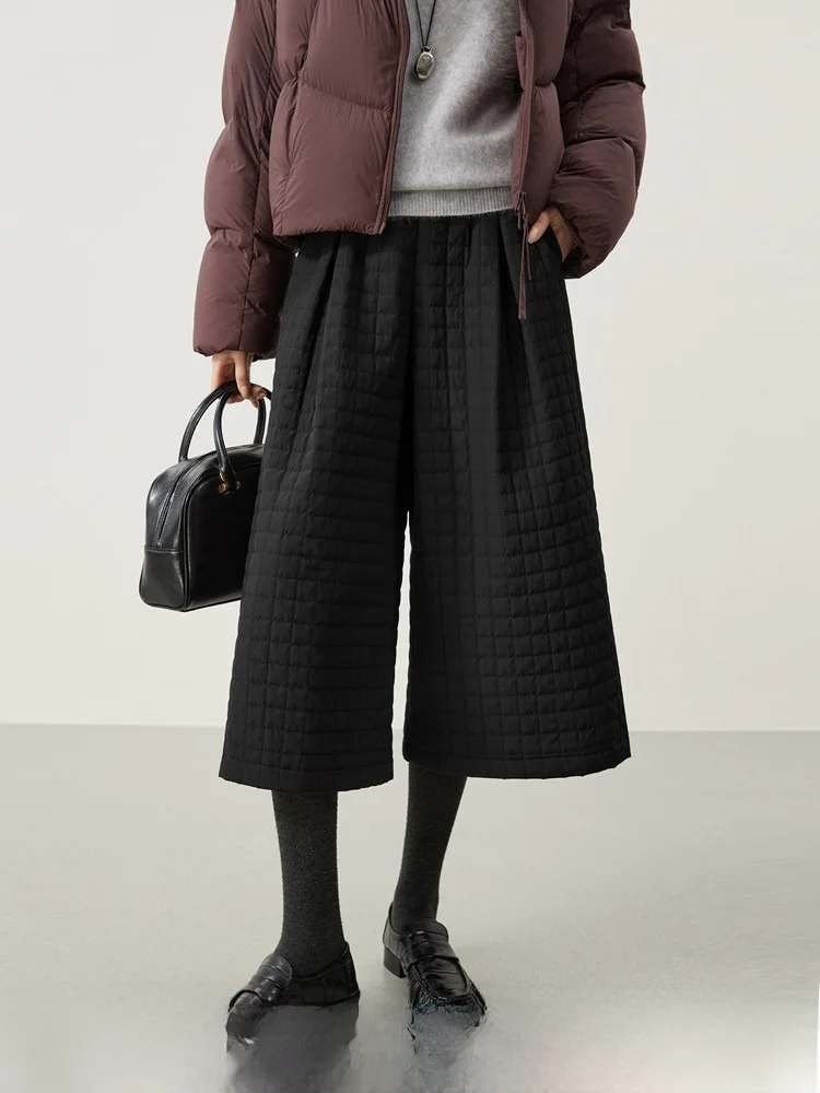 

Warm Fce Lined Loose Women's Wide Leg Cotton Pants Comfortable Casual High Waist Polyester Fiber Winter Trousers