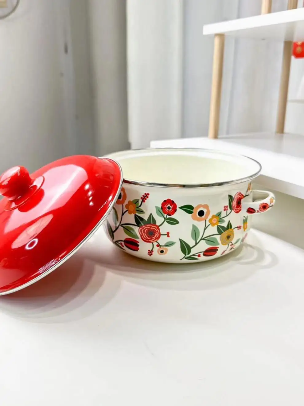 

Enameled Pot 16CM with Lid Milk Pot Baby Auxiliary Cooking Pasta Cereal Milk Pot Cookware