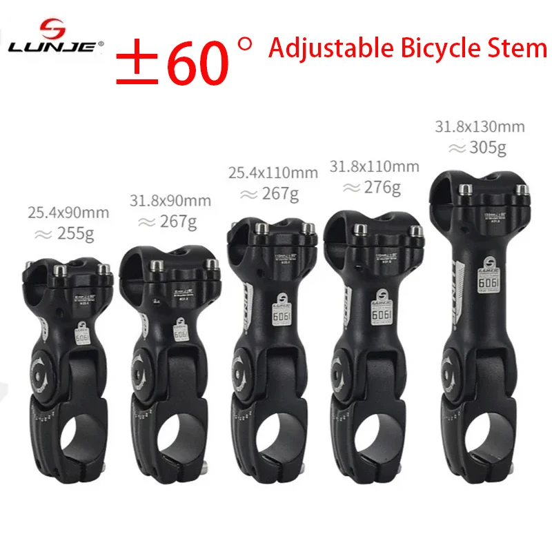 Adjustable Bicycle Handlebar Stem Variable 60 Degree Angle Riser MTB Road Bike Front Fork Stem Adapter 25.4 / 31.8MM