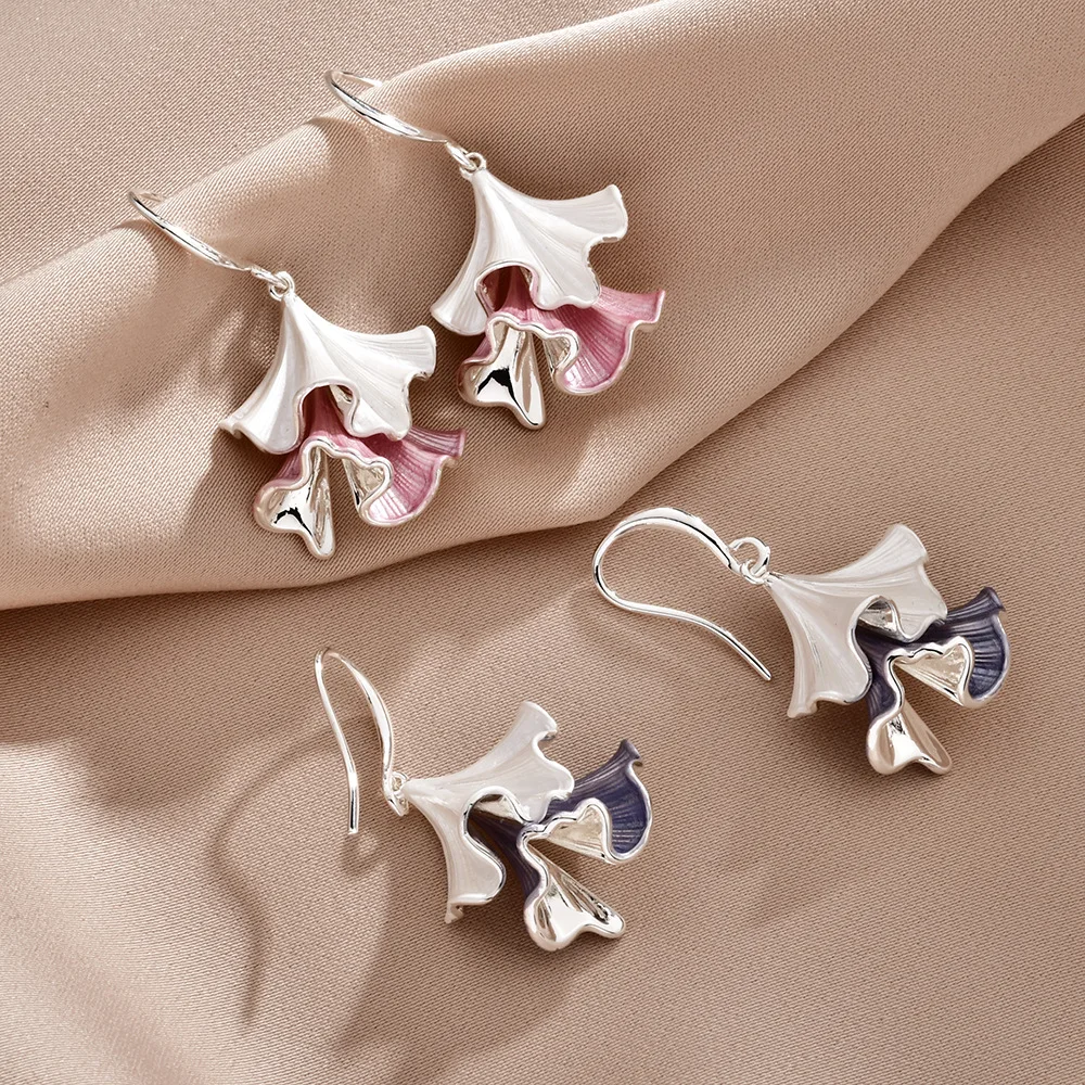 Spring and summer new painted ginkgo biloba earrings high sense fashion sweet temperament earrings elegant super fairy earrings