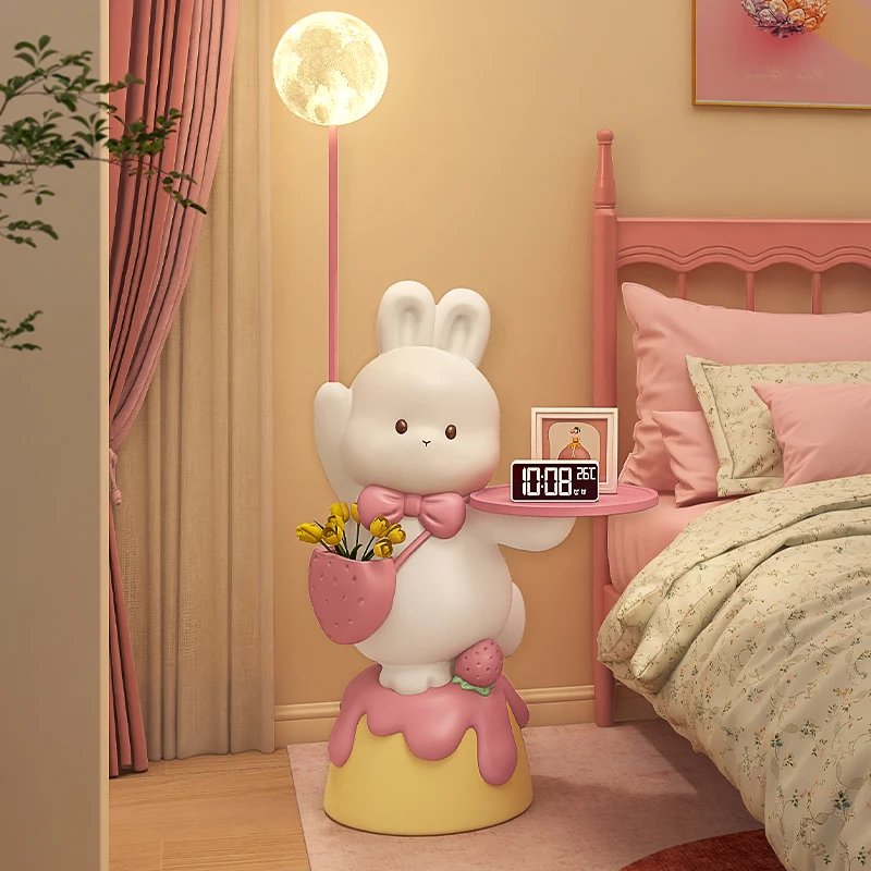 Cute rabbit bedside table girl bedroom rack storage cartoon creative children's room bedside table substitute