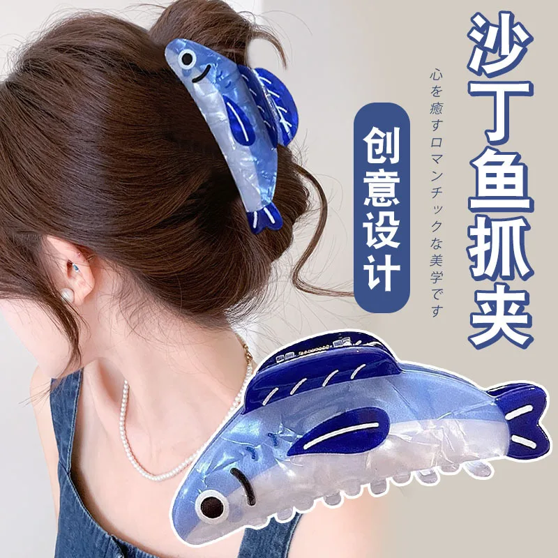

Hairpin Ocean Sardine Hair Clip Acrylic Shark Clip Large Hair Claw Korean Style Headwear Geometry Plastic Grab Clip Streetwear