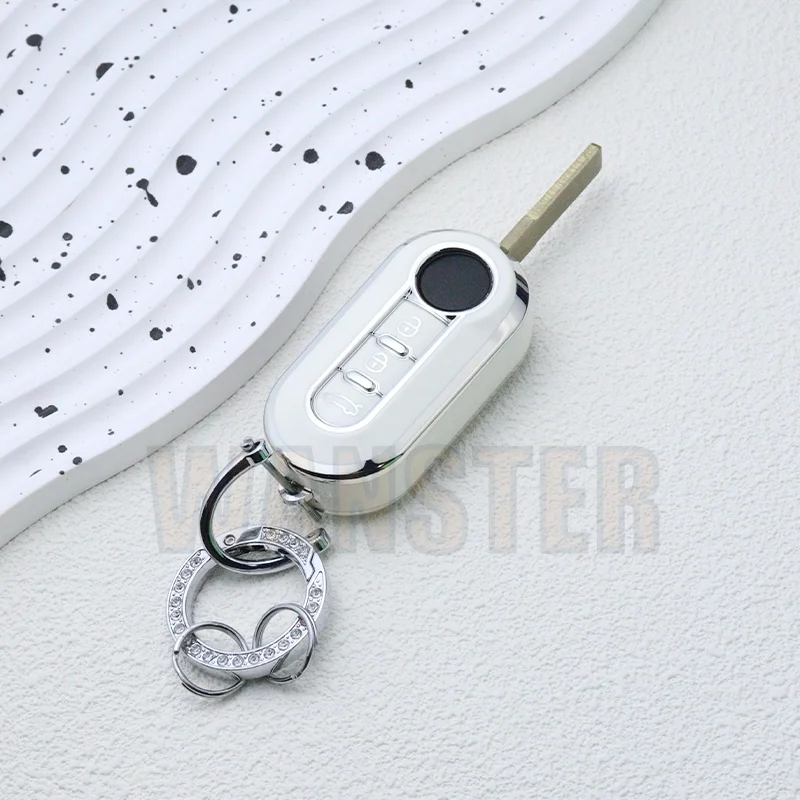 3 Bottons Tpu Car Key Fob Case Cover Shell for Fiat 500 Flip Folding Key Holder for FIAT Punto Panda Accessories