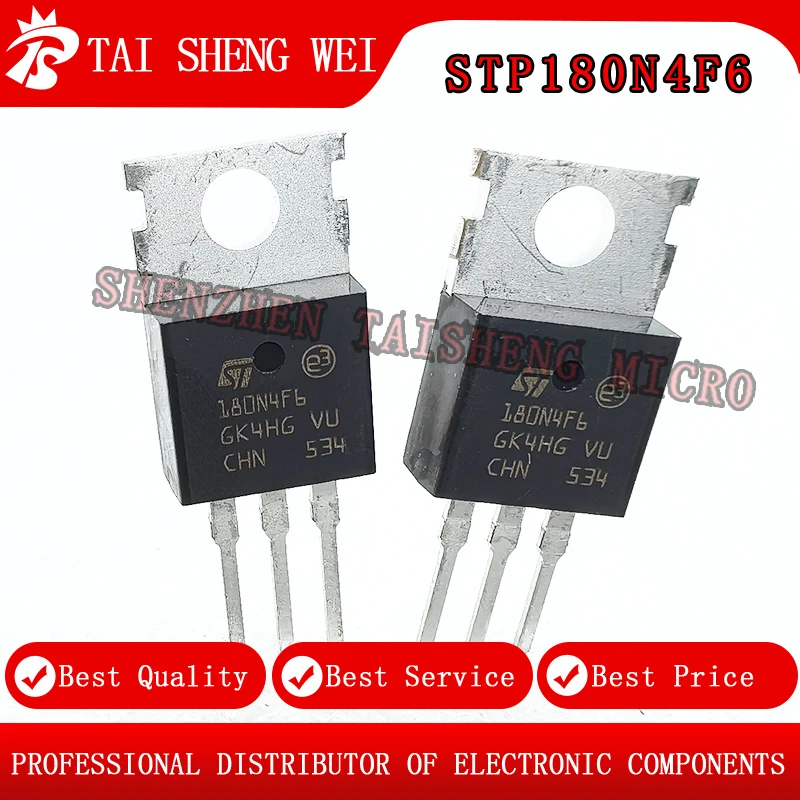 10PCS Brand New STP180N4F6 P180N4F6 180N4F6 TO-220 Package 40V 120A MOSFET