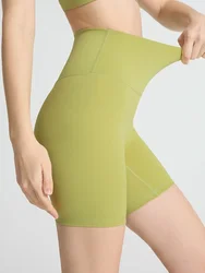 Solid Color Women Sport Yoga Shorts High Waist Elastic Breathable No Awkward Lines Shorts Cycling Comprehensive Training Shorts