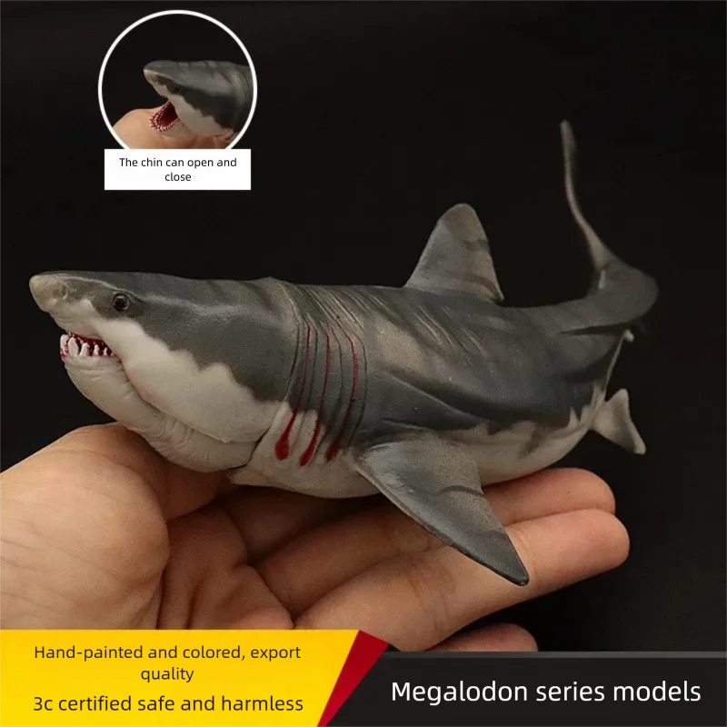 Solid prehistoric megalodon shark model great white shark figurine realistic animal model decoration