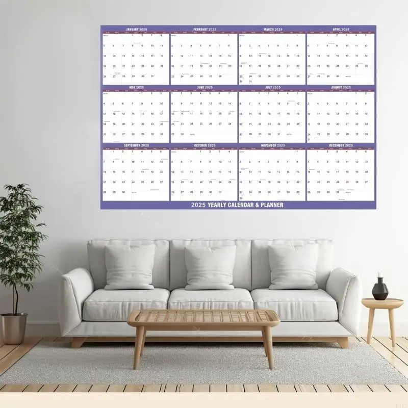 2025 سنة كاملة لعرض مخطط التقويم 2025 مخطط تقويم الجدار القابل للمحواة من يناير إلى ديسمبر لمنظمي المنزل K1KF