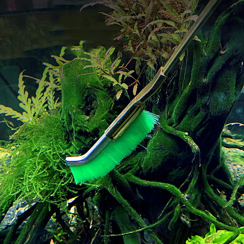 Steel Wire Brush Aquarium Algae Cleaning Brush Nylon Brush Aquarium Cleaner Fish Tank Stain Cleaning Tools Accessories