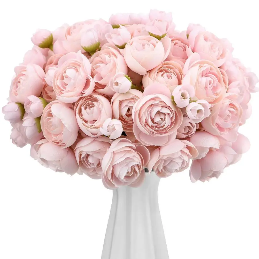 

48 Pcs Ranunculus Artificial Flower,Real Touch Peonies Artificial Flower Silk Faux DIY Bouquet for Wedding Bridal Shower Valenti