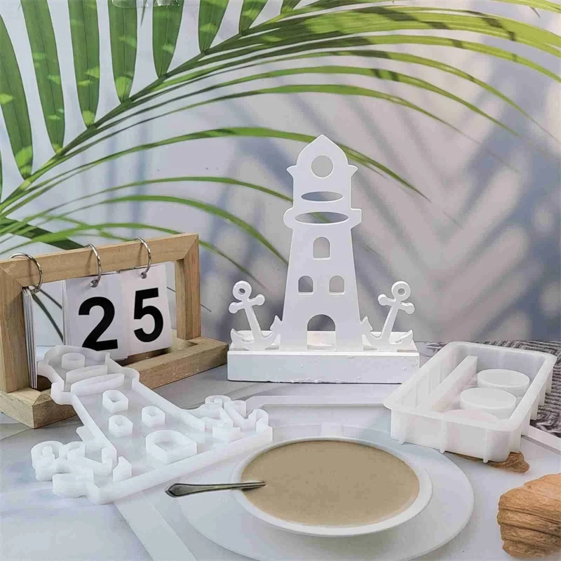 Lighthouse Boat Anchor Insert Silicone Mold DIY Candle Table Decoration Crystal Resin Epoxy Mold Home Decoration Storage