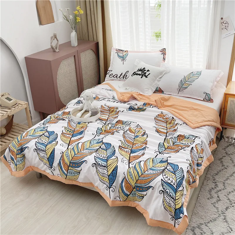 

Spring and Summer Washed Pure Cotton Quilt Air-conditioning Thin Quilt Printed Skin-friendly Summer Quilt 200x230cm