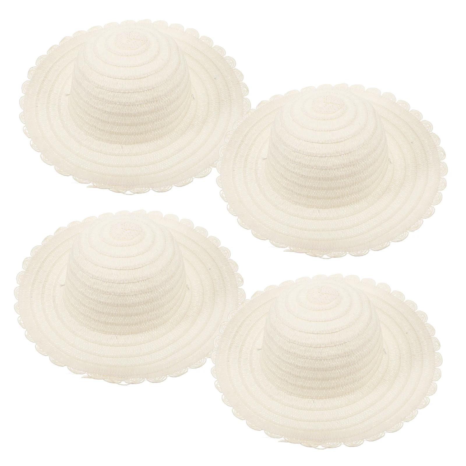 

4pcs Painting Straw Hat Craft DIY Kids Creative Woven Sun Beach Hats Decorative Home Party Accessories