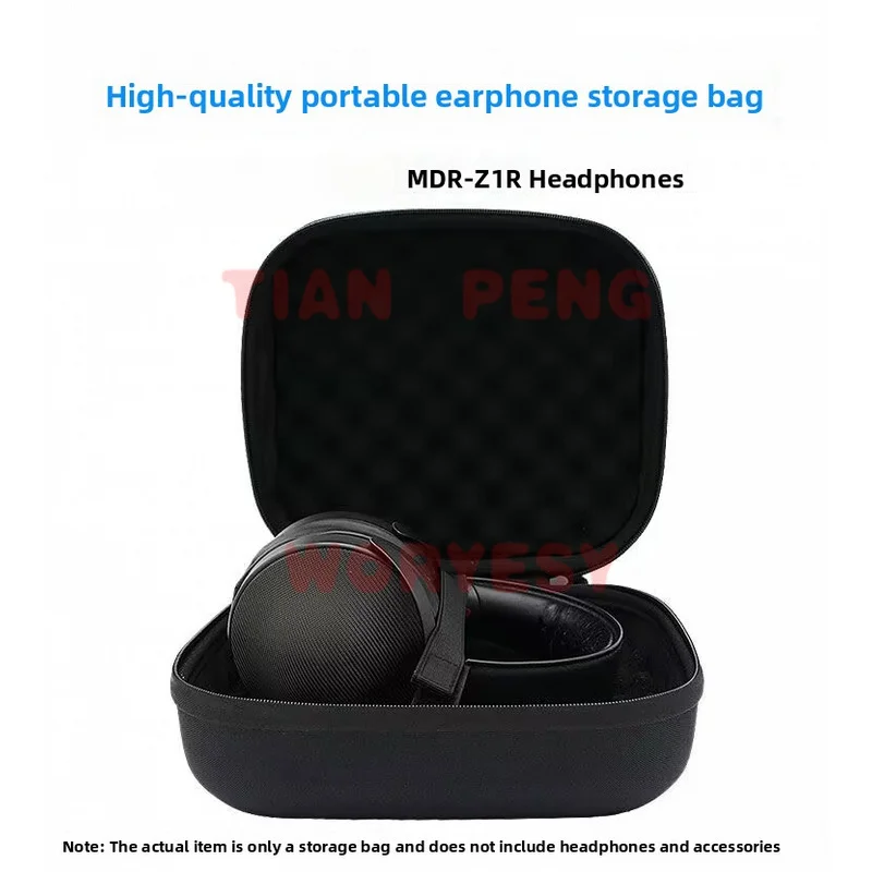 WYORESY custom tailored storage case for Sony MDR-Z1R fits over ear HiFi headphone original size and radian outline view 2