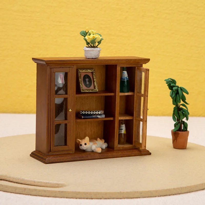 

1:12 dollhouse Mini furniture Fireplace model miniature furniture wall cabinet double door shelving