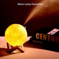 USB Moon Lamp Humidifier with Touch Control and Water Replenishing - 13cm Diameter Night Light for Home and Office