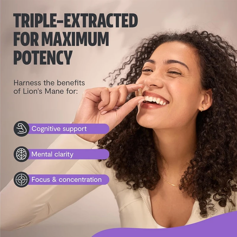 Lion Mane Supplement Capsules 14000 mg - Lion Mane, Highly Effective Extract, 14:1 Organic Mushroom Supplement view 4