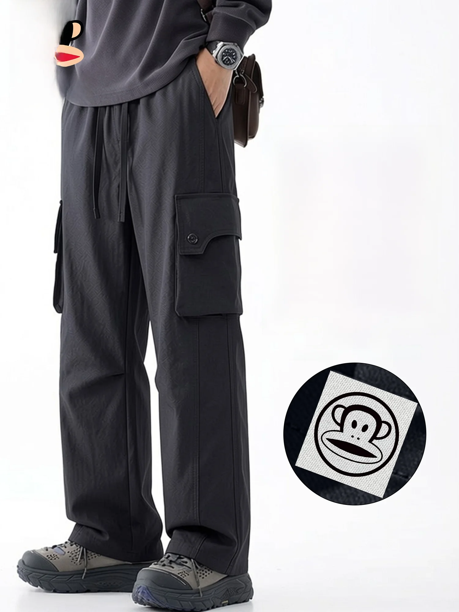 

PaulFrank Loose Straight Leg Workwear Trousers Men's Spring Autumn Casual High Street Retro Wide Leg Comfortable Leisure Pants