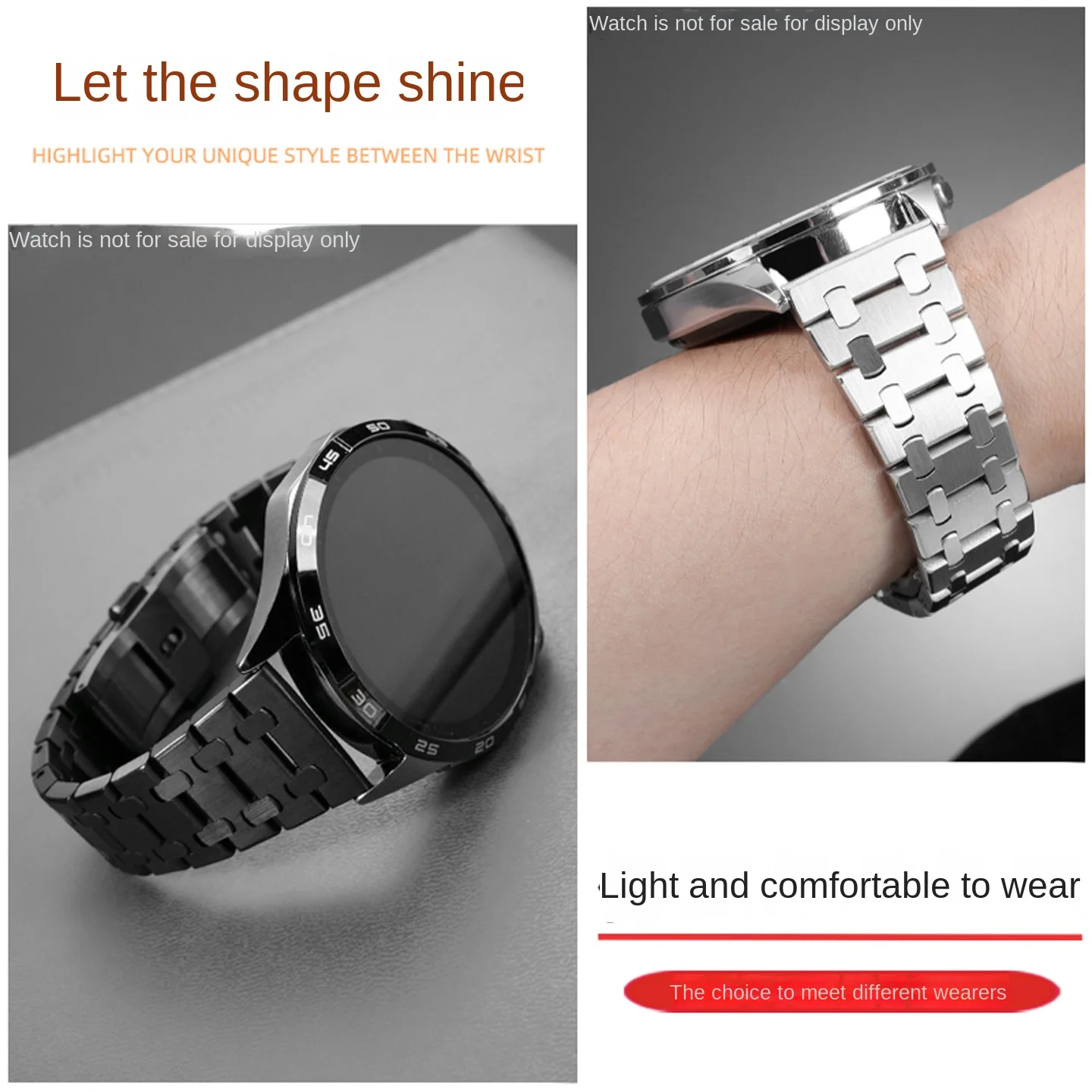 Super Błyszczący Pasek ze Stali Nierdzewnej do Huawei Watch GT6/5/4/3/2/1 Metalowy Pasek do Zegarka Styl Royal Oak AP Męski 22mm GT6/5 pro Watch 5