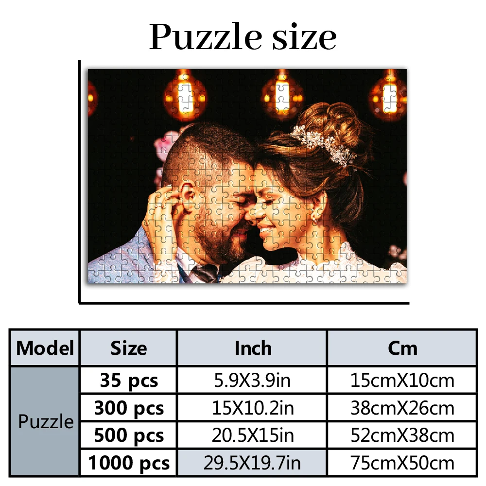 35/300pcs  Cool couple Custom Photo Personalised Decompression Puzzles Mosaic Customizable Poster For Baby Toy Love Gift