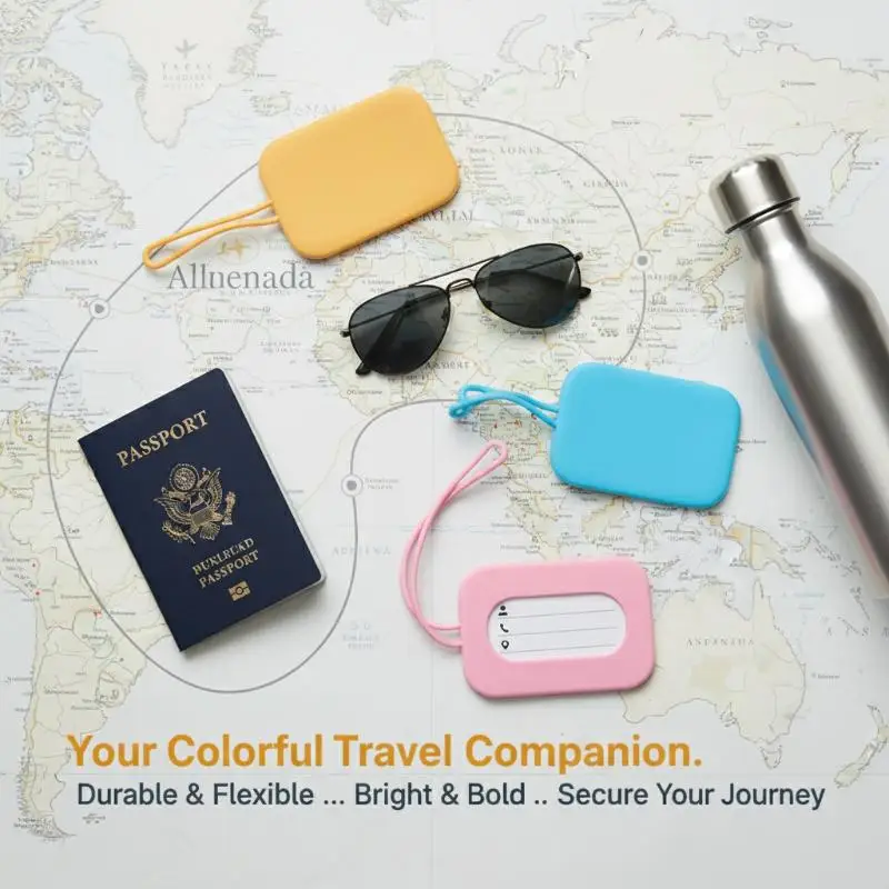 Universal Silicone Luggage Tag Anti-lost Soft Flexible Boarding Pass ID Holder with Lanyard for Airplane Travel