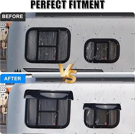 RV Visor Deflector, Rain Guard Extra Durable Sun Wind Air Side Vent Window Deflector Fits For 20/30in Wide Window RV Accessories