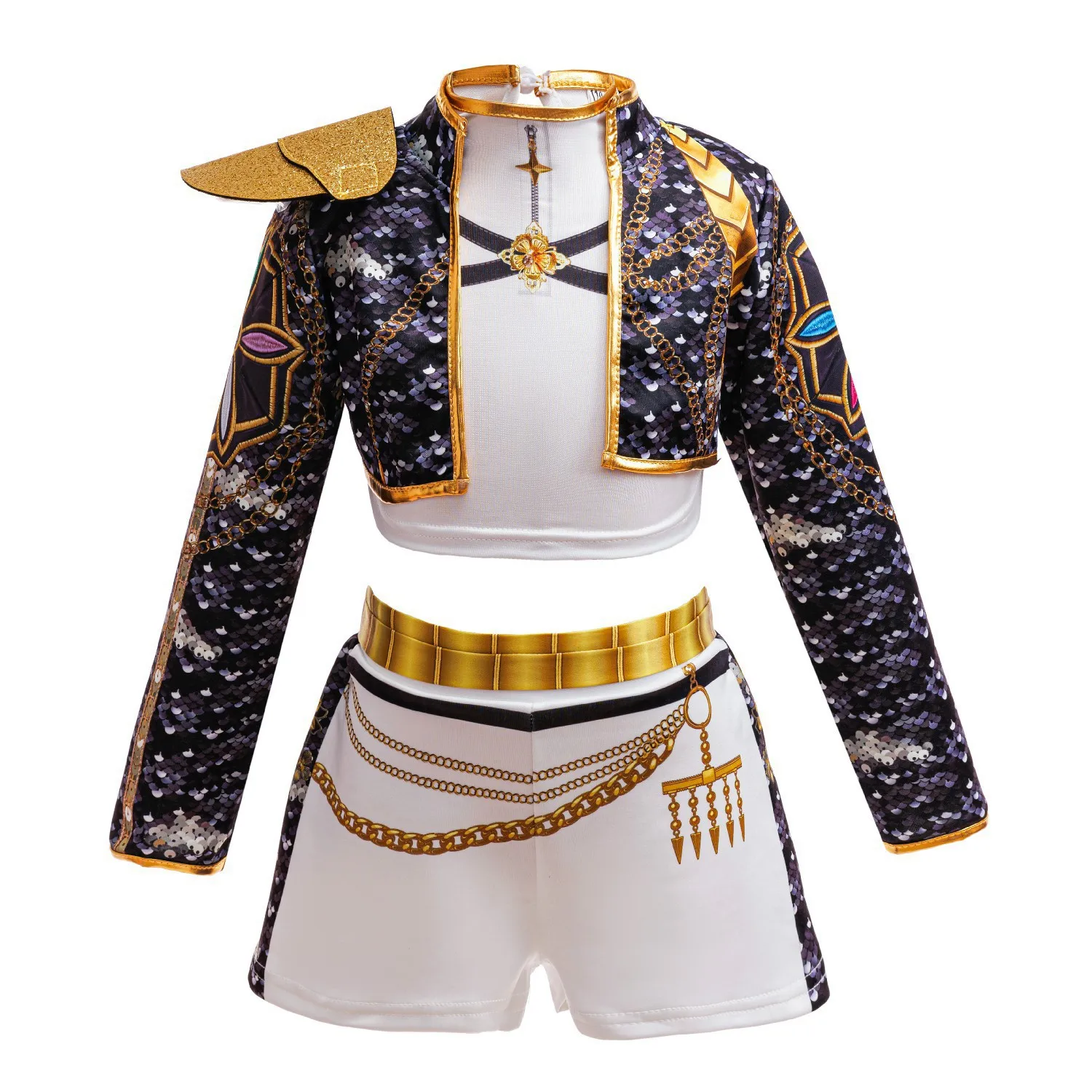 3 PCS Set Coat+Vest+Shorts Girl Cosplay Singer Clothes Performance Dress Up Uniform Children Party Show Costumes view 2