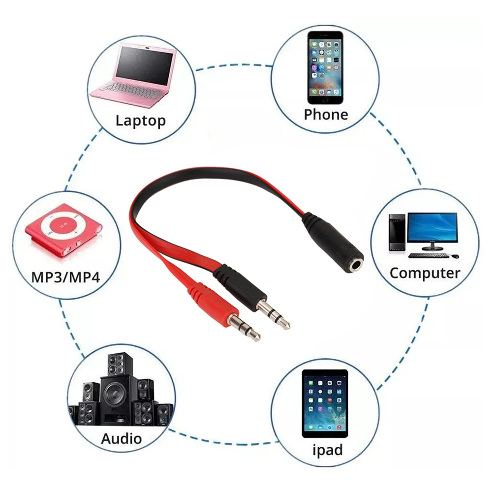 Cable de Audio auxiliar de 3,5mm, Cable divisor Y, auriculares, micrófono, convertidor de Audio, divisor para ordenador MP3 MP4