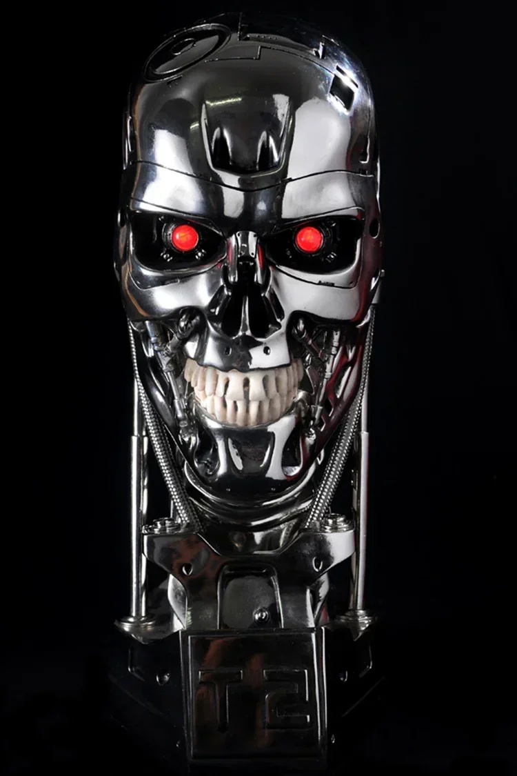 [Funny] Replica Resin Terminator T800 1:1 Scale Skull Endoskeleton Lift-Size Bust Figure light LED EYE T-800 T2 statue model