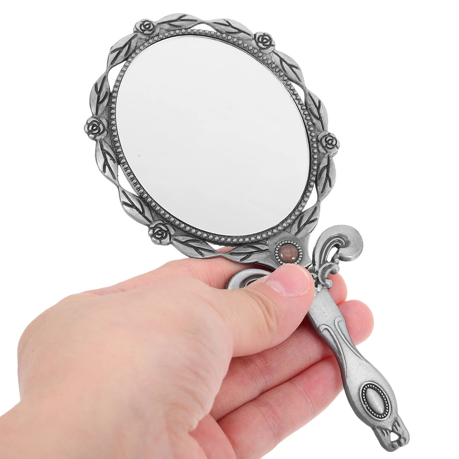 

Vanity Mirror Make up Travel Makeup Barber Hand Handheld Mirrors for Women Silver