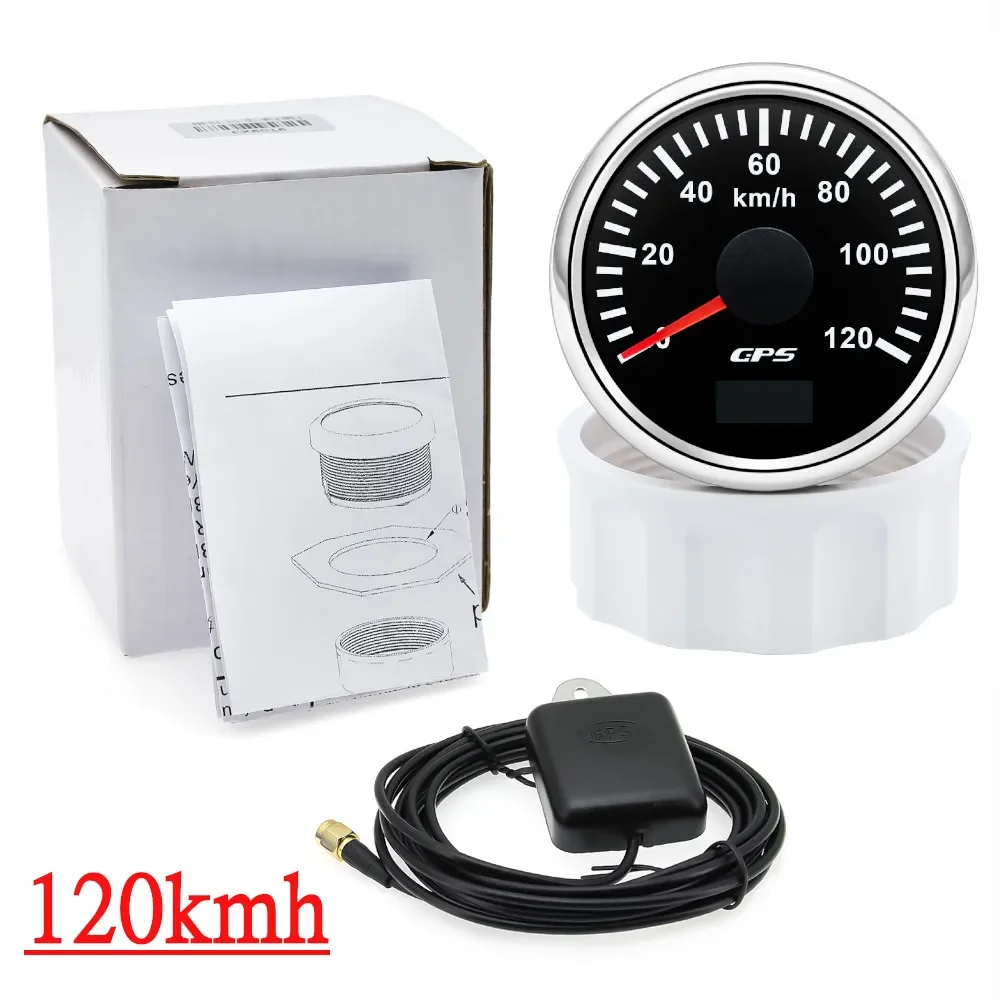 30/60/80/120/200 km/h 52 mm digitales GPS-Tachometer mit Antenne, Boot, Auto, Geschwindigkeitsmesser, 7-Farben-Hintergrundbeleuchtung, 12 V, 24 V