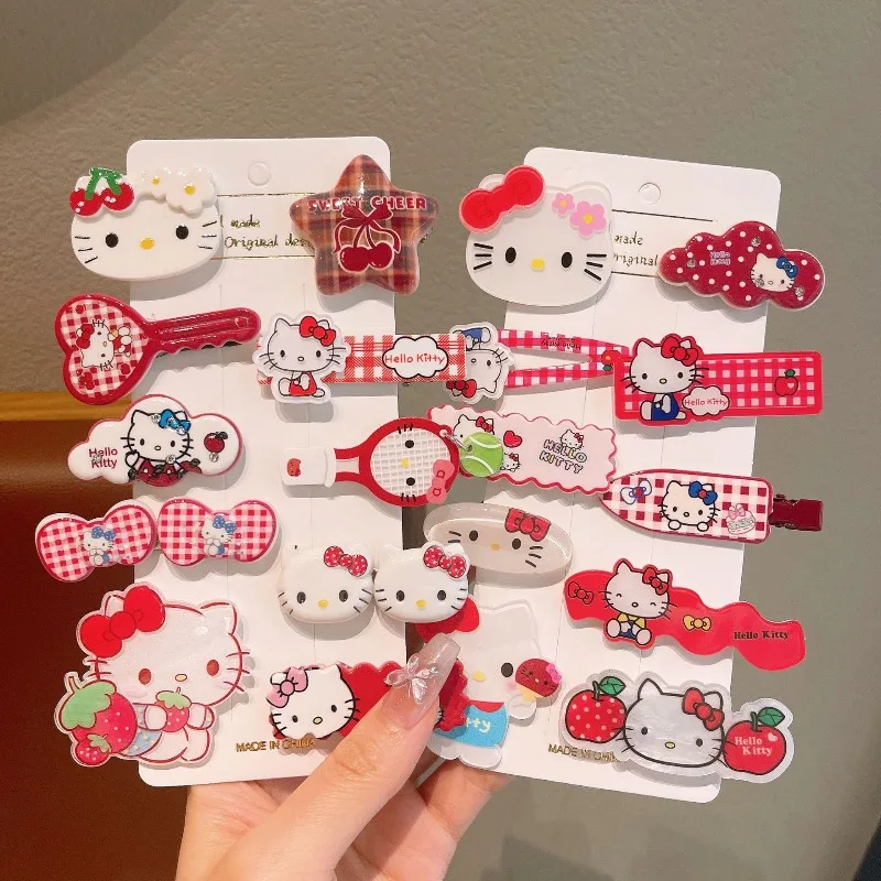 

10pcs Set Hello Kitty Hair Pin Girl Anime Hairpin Head Decoration Children Student Christmas Gift Women Accessories Wholesale
