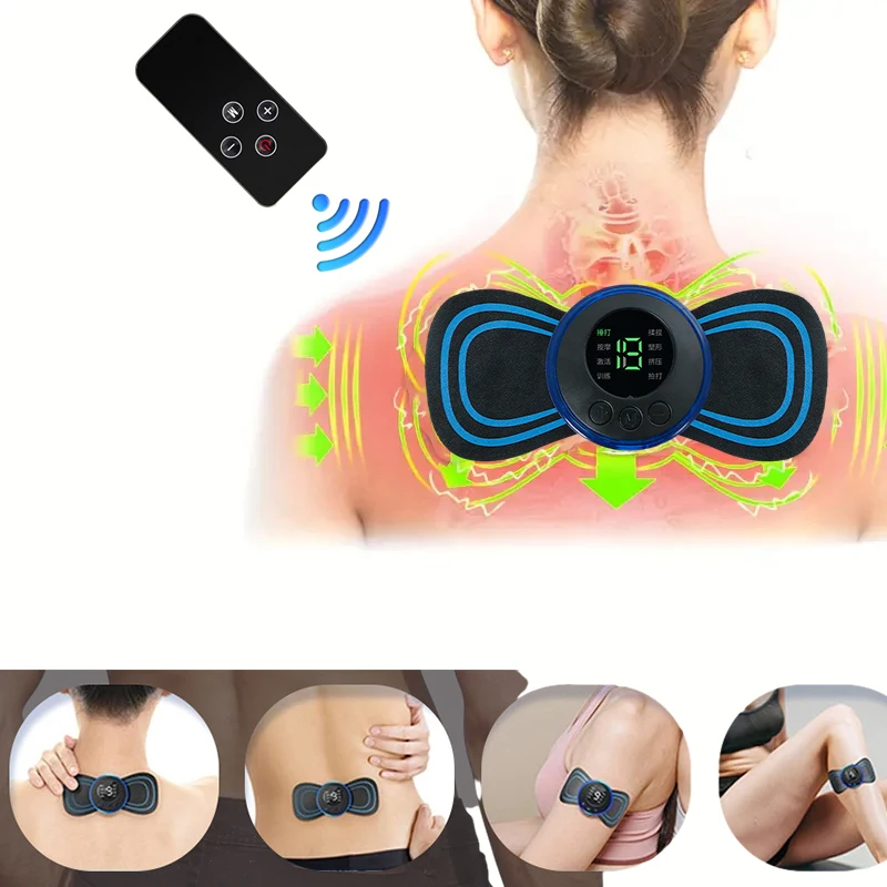 Portable Neck Massager with 8 Massage Modes and 19 Levels of Stimulation Mini Patch Style Neck Soothing and Pain Relief Tool