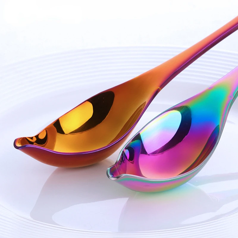 Stainless Steel Long Handle Duck Mouth Sauce Spoon Scoop Tableware Cooking Tool Coffee Chef Mini Cake Decoration Pencil