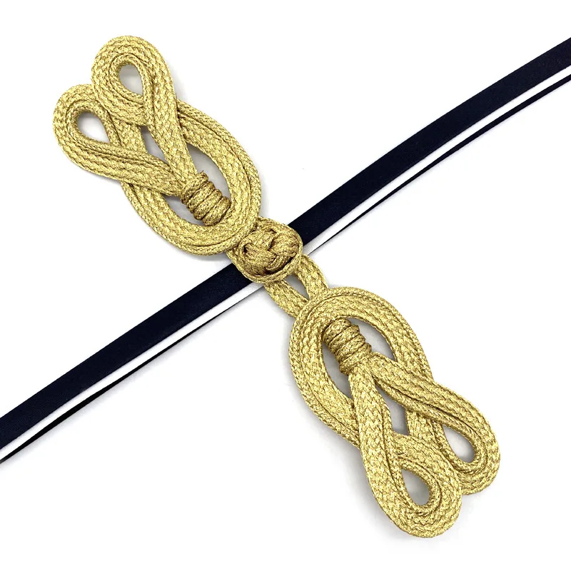 2 Pairs Gold Chinese Frog Closure Knot Button Fastener for Bags Garments Cheongsam Tang Suit Decoration