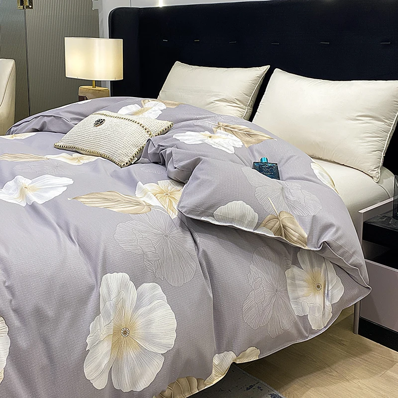1Pc Thickened 100% cotton Print Duvet cover(without filler),skin friendly comfortable Plants pattern,For Home Bedroom Bedding