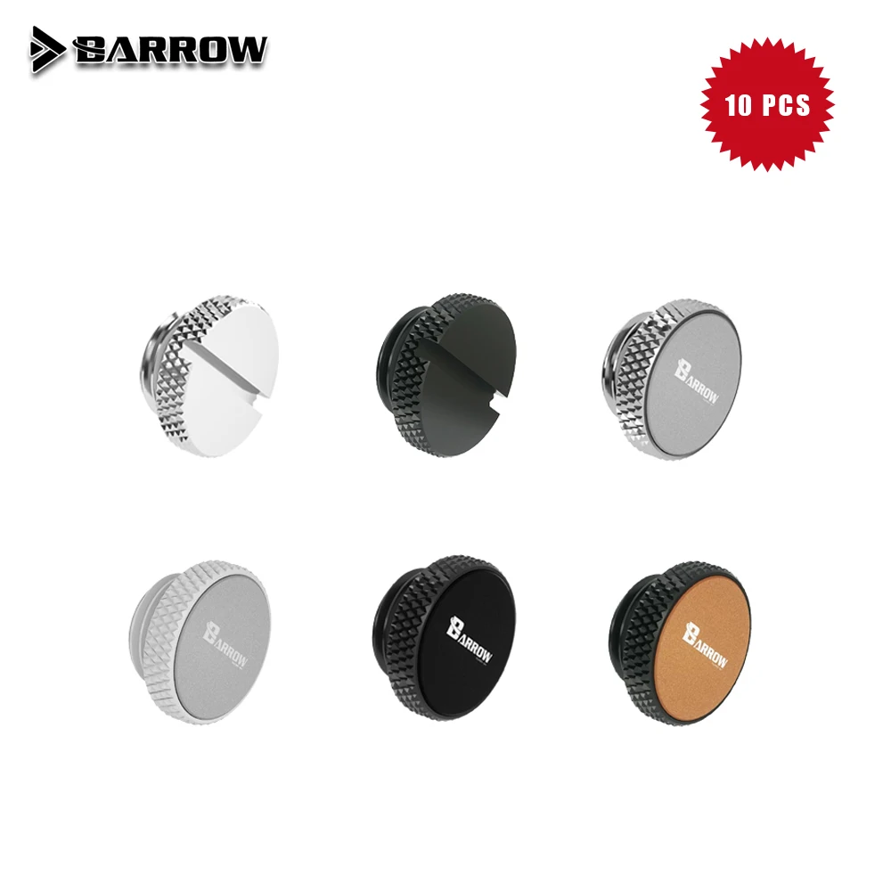 

Barrow 8/10 Pieces Black G1/4'' Plug Fitting with O-Ring Water Stop Plug for PC Water Cooling System Pump Sealing Up Lock