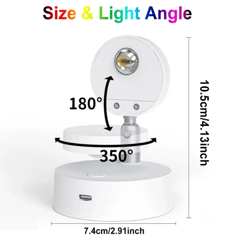 Imagem -05 - Usb Recarregável Led Night Light Holofotes de Controle Remoto Lâmpada do Armário Armário Quarto Luzes 12 Cores