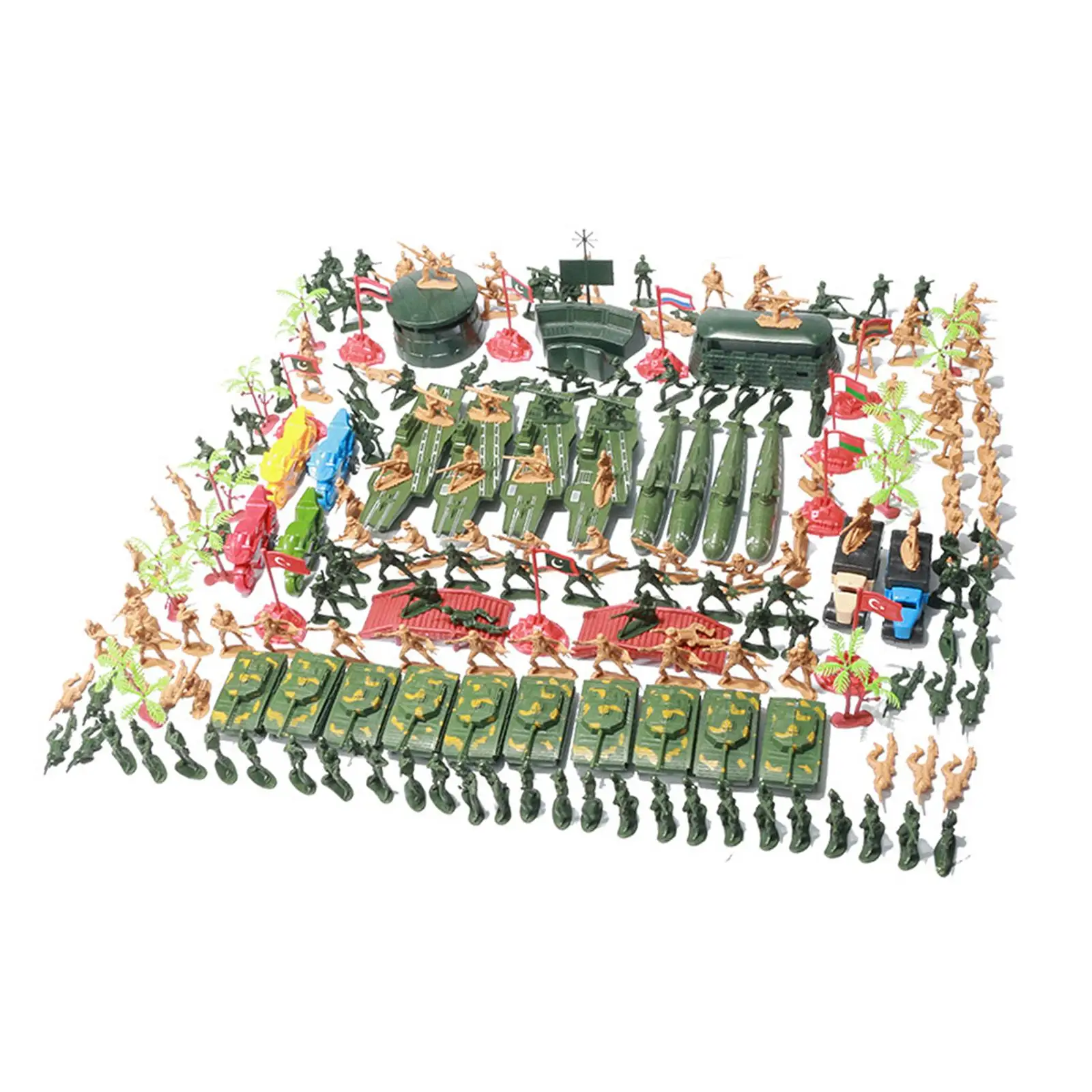 219 Men Soldier Playset, Toy Accessories Kids Gifts Figures Vehicle Flags Plastic Party Display Carriers