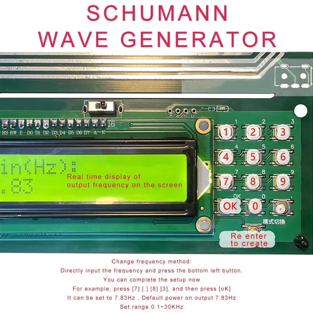 Generator sinyal gelombang Nadi frekuensi ultra-rendah 0.1 hz-30khz dapat disesuaikan Schumann 7.83Hz gelombang persegi Schumann