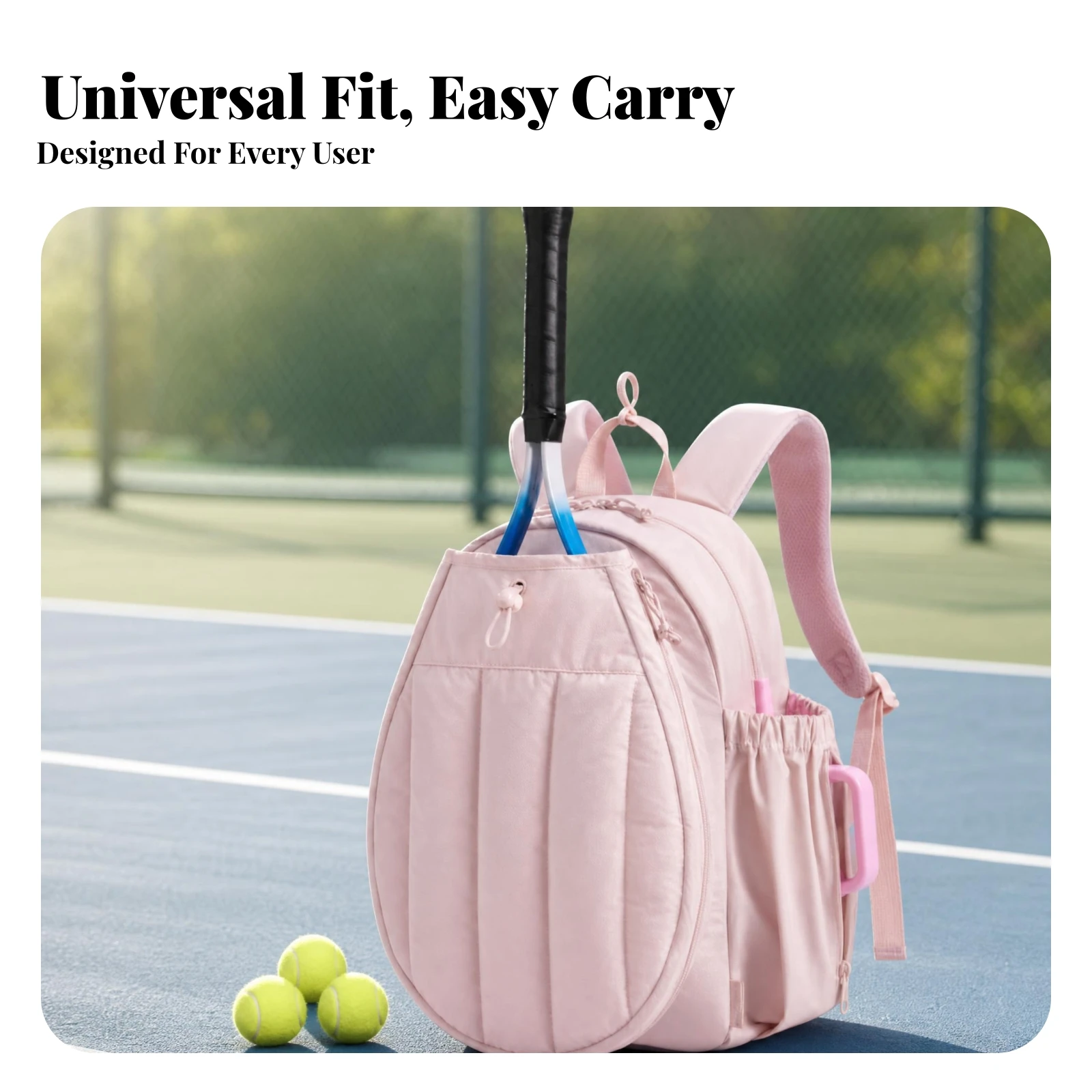 Sports Gear Quilted Tennis Backpack Soft-Shell Shoe Compartment Backpack Hanging Loop