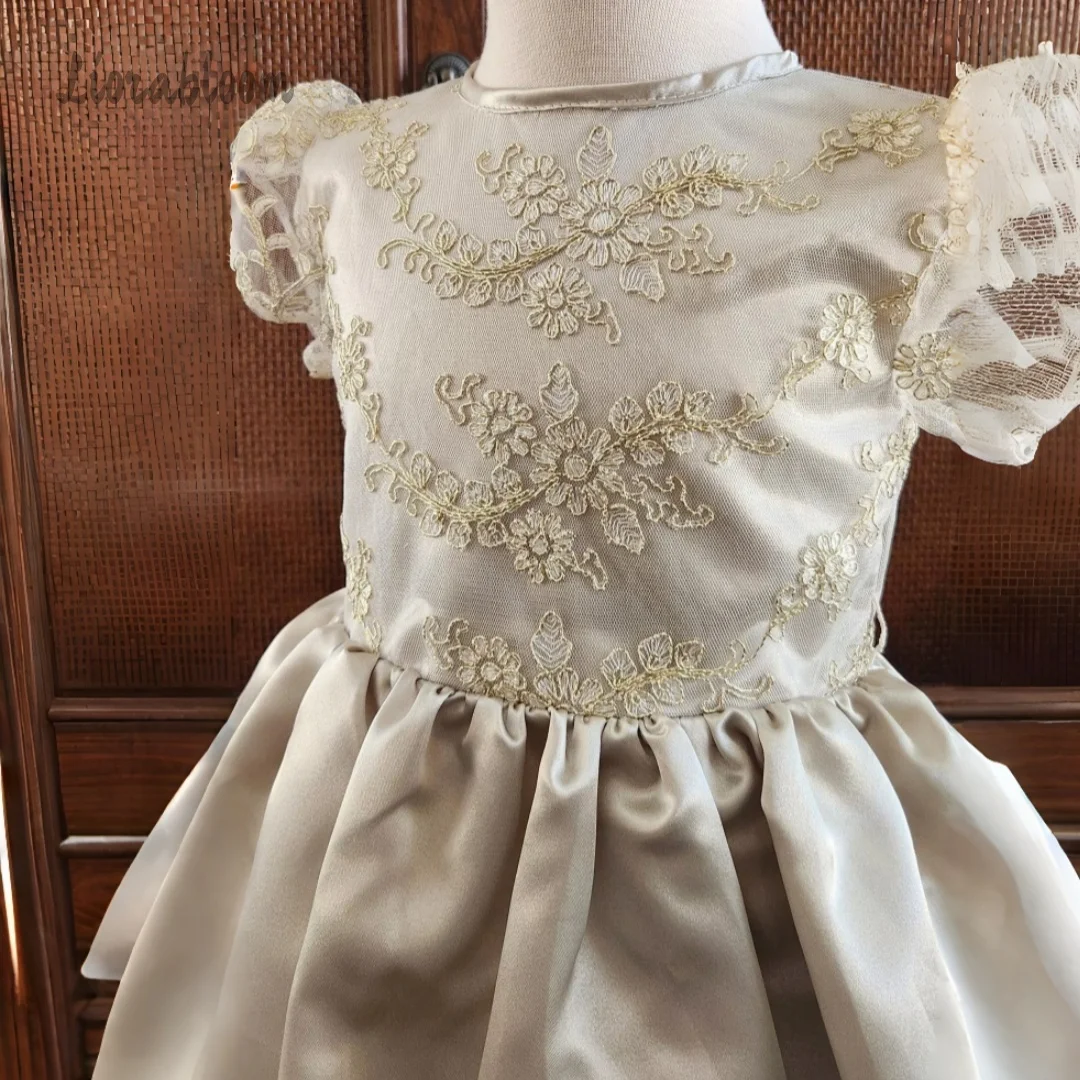 

Girls' Elegant Formal Dress Voluminous Skirt Custom Lace Design Tulle Dress Wedding Party Attire Dress свадебное платье
