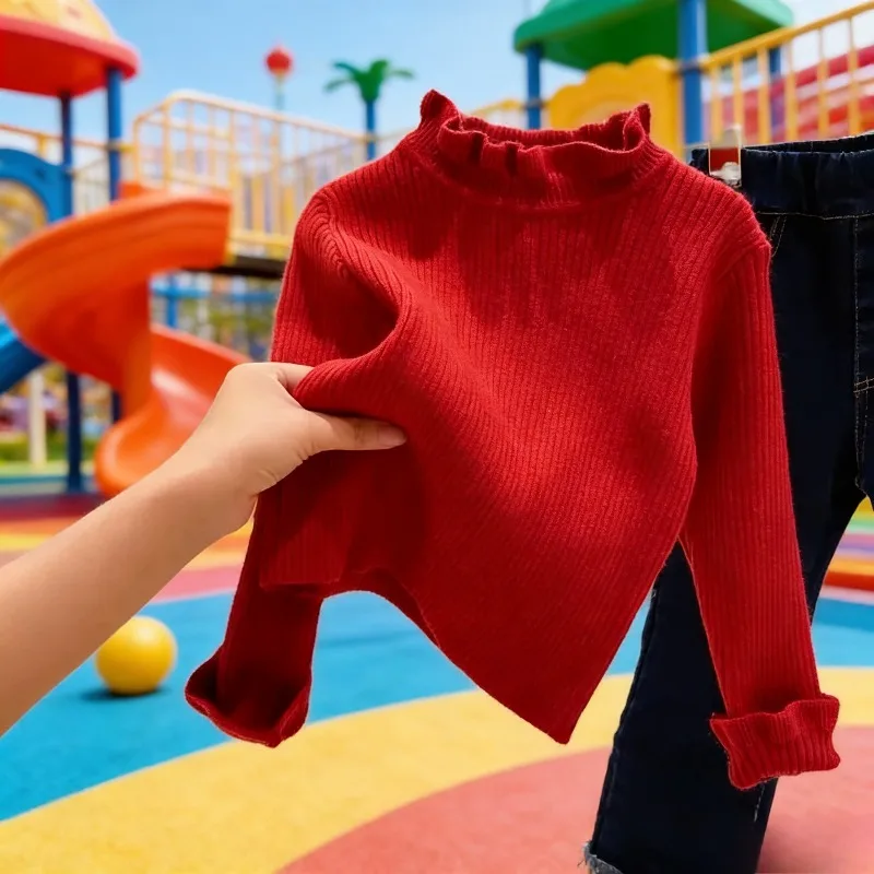 

Однотонный пуловер с круглым вырезом для маленьких девочек, свитер, осень 2022, корейский стиль, трикотаж с длинными рукавами, От 0 до 2 лет