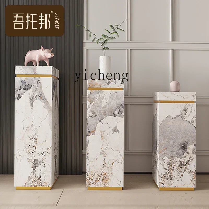u18light luxury rock slab flower stand floor-to-ceiling display stand living room decorative shelf ornament base