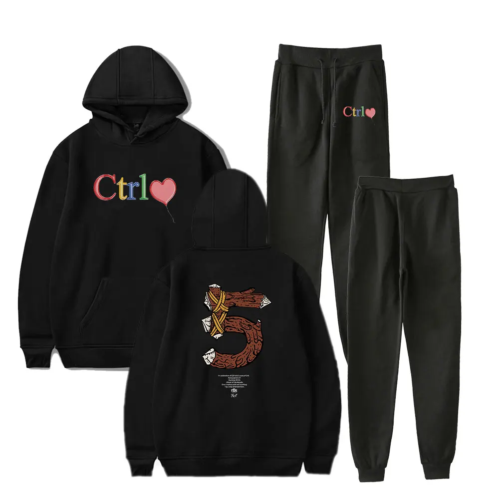Rapper SZA JERSEY SOS Album baru 2 potong set Tracksuit pakaian olahraga bertudung pria + Celana Pullover Hoodie kasual pakaian olahraga