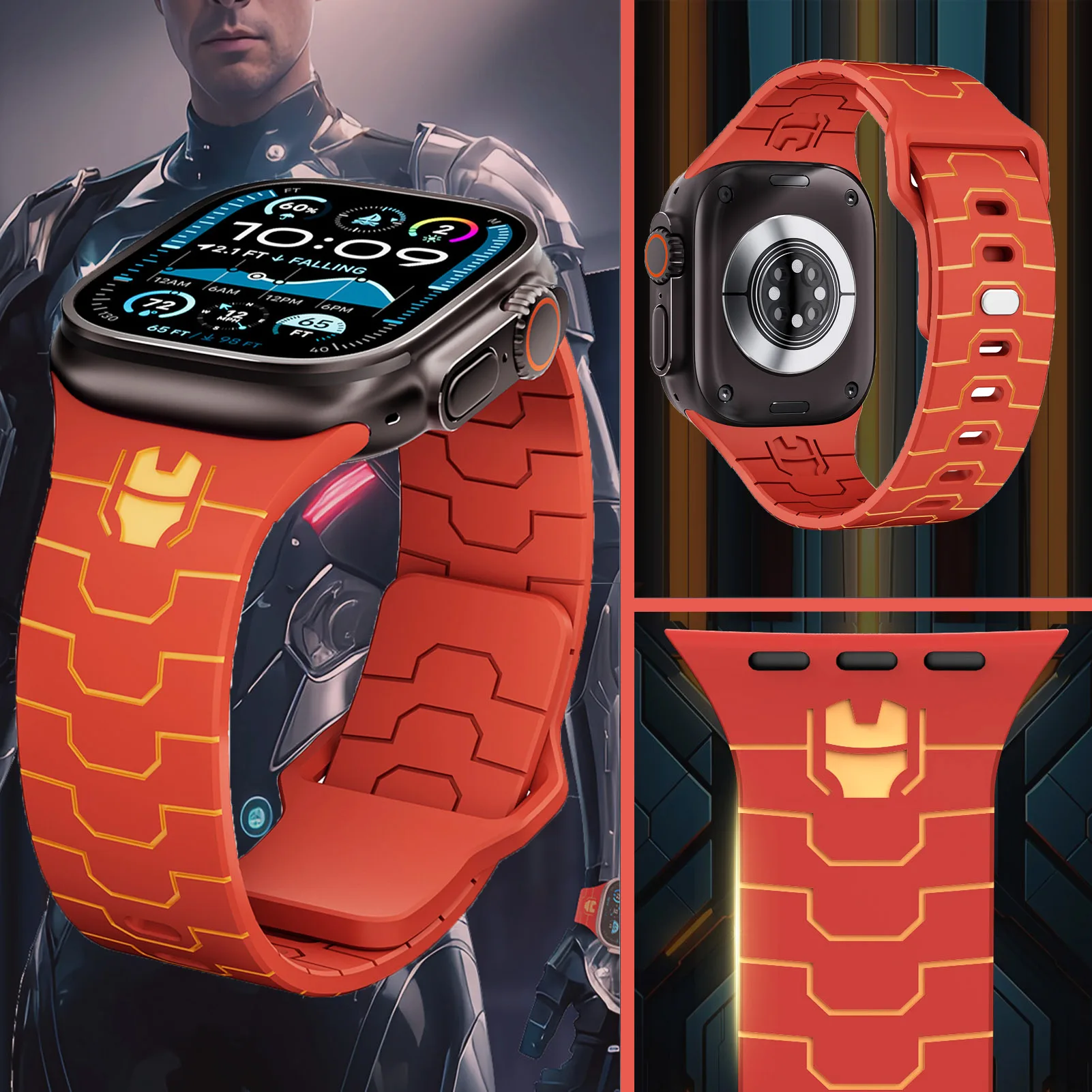 أشرطة سيليكون لساعة أبل الترا 2 الفرقة 49 مللي متر 46 مللي متر 45 مللي متر 44 مللي متر 42 41 40 مللي متر سوار رياضي كوريا iWatch سلسلة 10 9 8 7 للرجل