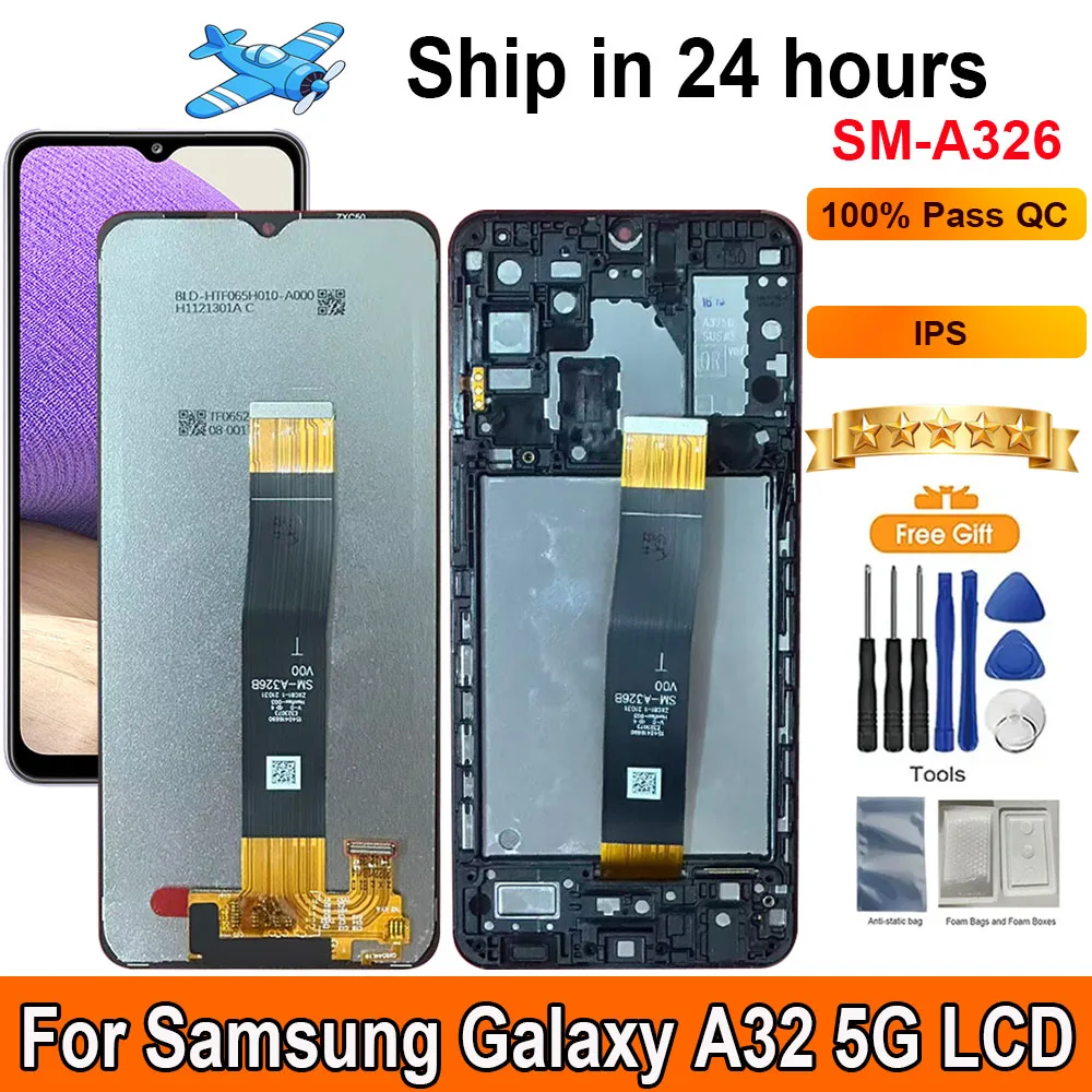 

6.5"Screen For Samsung Galaxy A32 5G LCD Display Touch Panel Digitizer Assembly Replacement LCD With Frame A32 5G A326 SM-A326